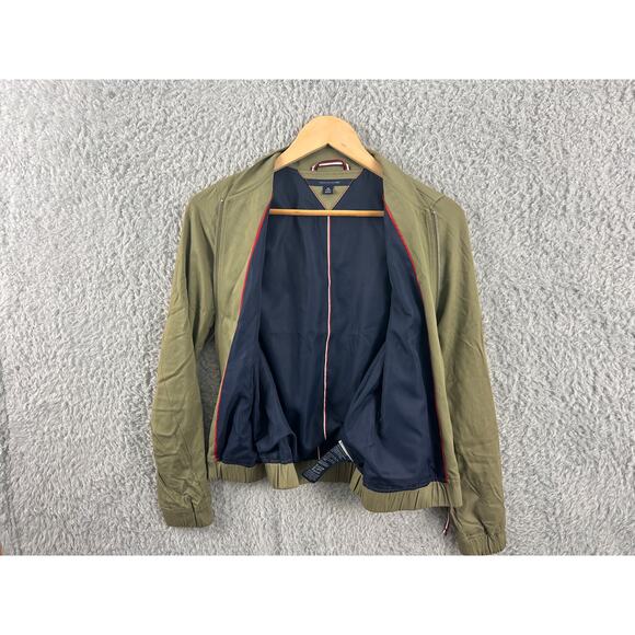 Tommy Hilfiger Men’s XS Olive Green Bomber Jacket Zip Front Lightweight - Picture 3 of 9